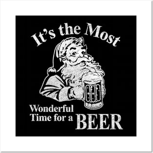 Santa Lover Gifts - It's The Most Wonderful Time For A Beer Santa Christmas Posters and Art